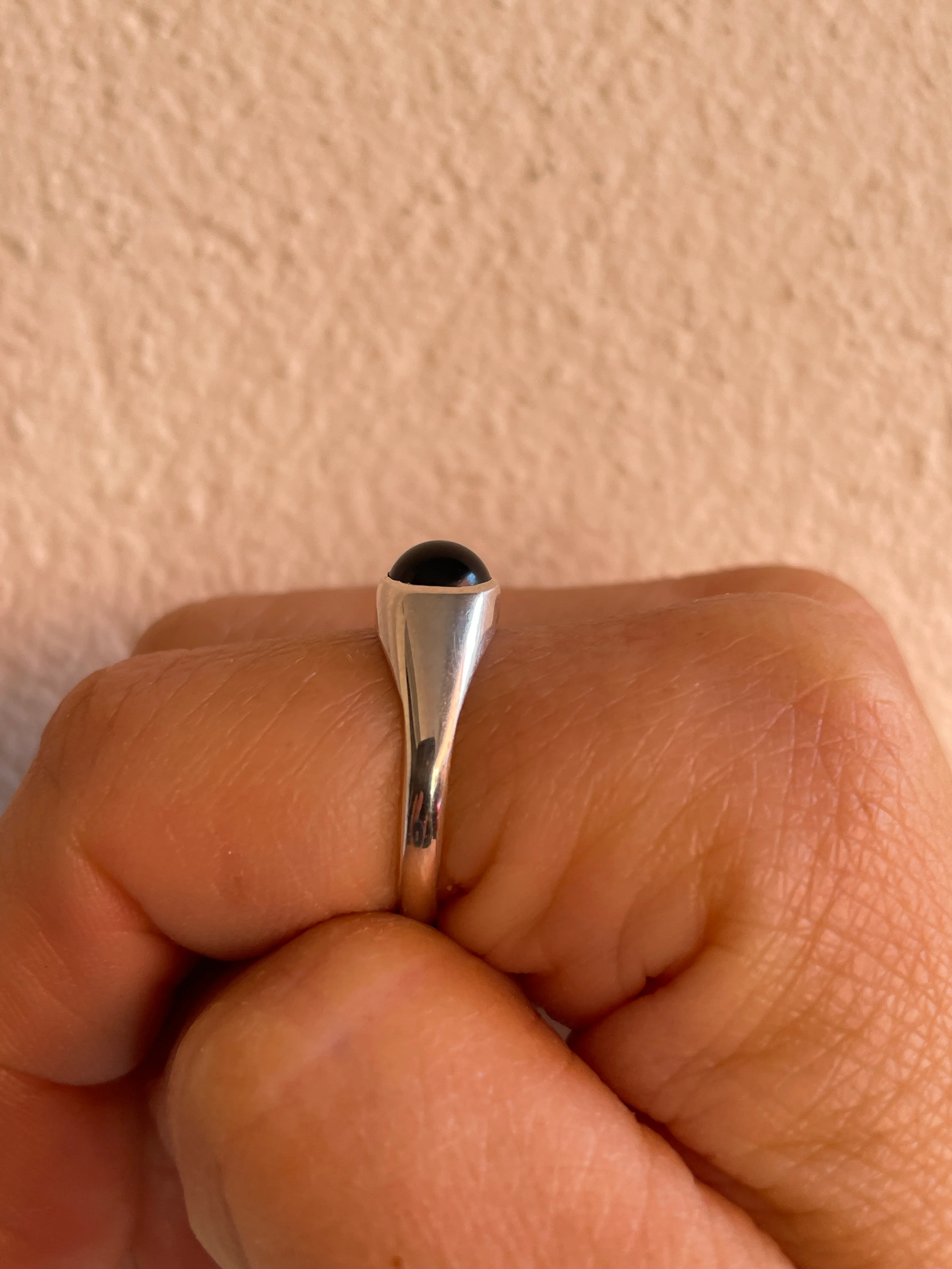 Sterling Silver Round Onyx Signet Ring - Image 4